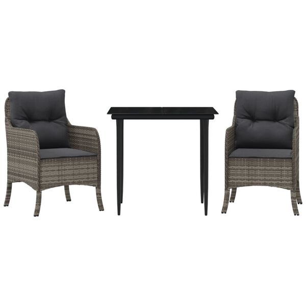 vidaXL 5 Piece Garden Dining Set with Cushions Grey Poly Rattan