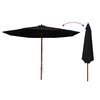 vidaXL Garden Parasol with Wooden Pole 350 cm Black