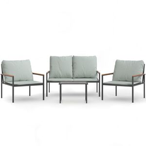 vidaXL 4 Piece Garden Lounge Set with Cushions Anthracite Steel