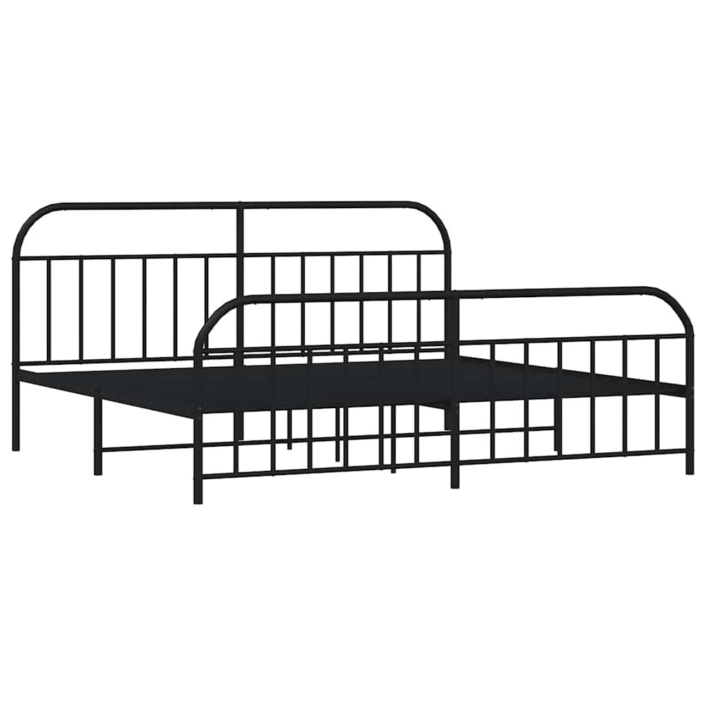 vidaXL Metal Bed Frame without Mattress with Footboard Black 193x203cm
