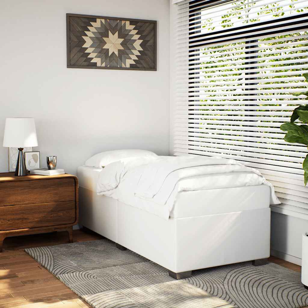 vidaXL Bed Frame without Mattress White Twin XL Faux Leather