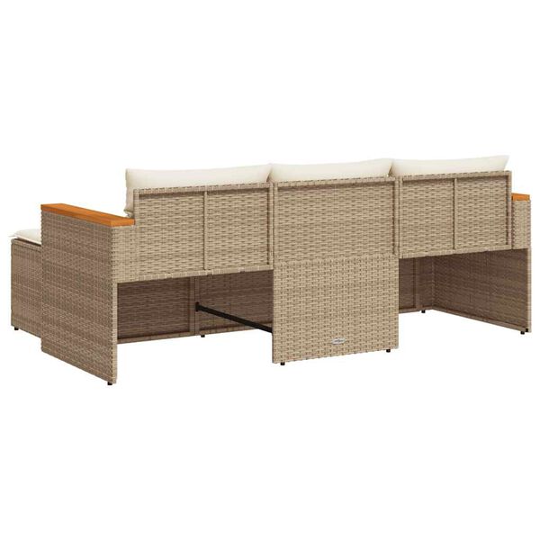 vidaXL 3 Piece Garden Sofa Set with Cushions Beige Poly Rattan