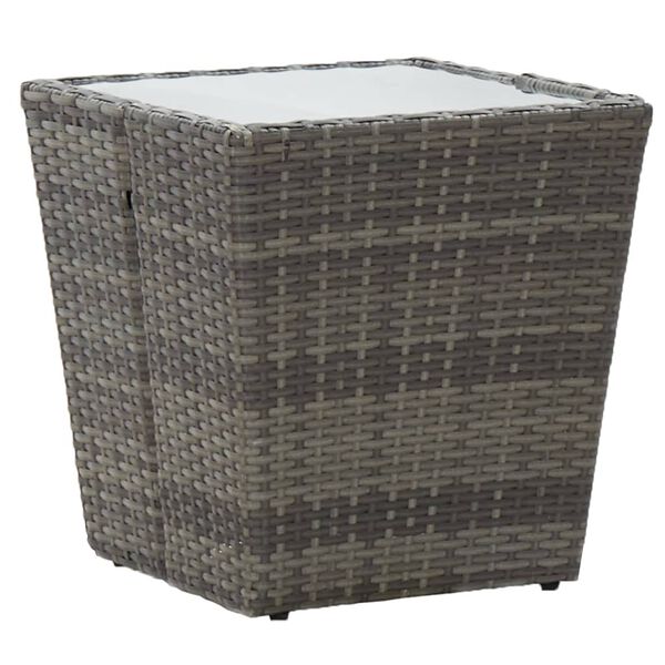 vidaXL 5 Piece Garden Bistro Set Poly Rattan and Tempered Glass Grey