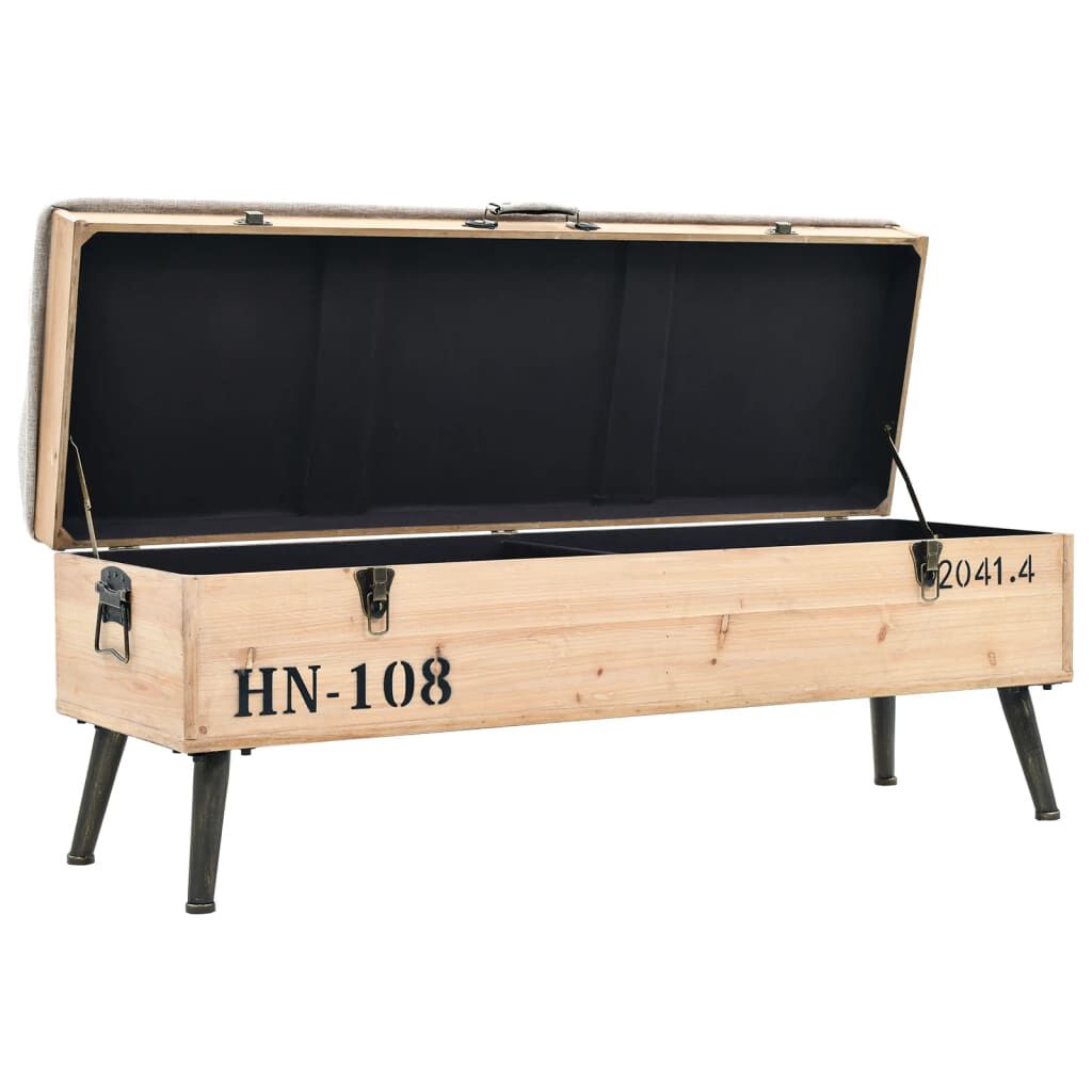 vidaXL Storage Bench 110 cm Solid Wood Fir