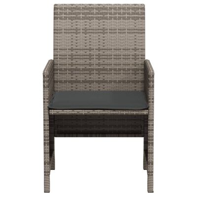 vidaXL 3 Piece Bistro Set with Cushions Grey Poly Rattan