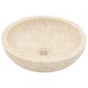 vidaXL Bathroom Vanity Cabinet with Cream Marble Sinks Solid Wood Teak