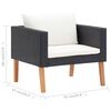 vidaXL 4 Piece Garden Lounge Set with Cushions Poly Rattan Black