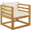 vidaXL 5 Piece Garden Lounge Set with Cushion Cream Solid Acacia Wood