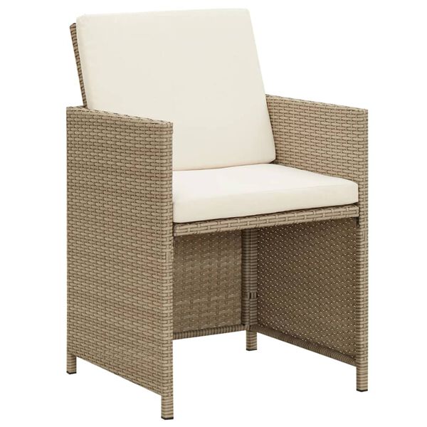 vidaXL 3 Piece Garden Dining Set with Cushions Beige