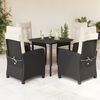 vidaXL 5 Piece Garden Dining Set with Cushions Black Poly Rattan