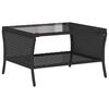 vidaXL Garden Sofa 2-Seater with Cushions&Table Black Poly Rattan