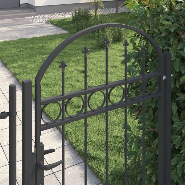 vidaXL Fence Gate with Lock Grey 100 x 150 cm Powder-Coated Steel