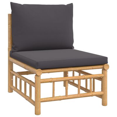 vidaXL 12 Piece Garden Lounge Set with Dark Grey Cushions Bamboo