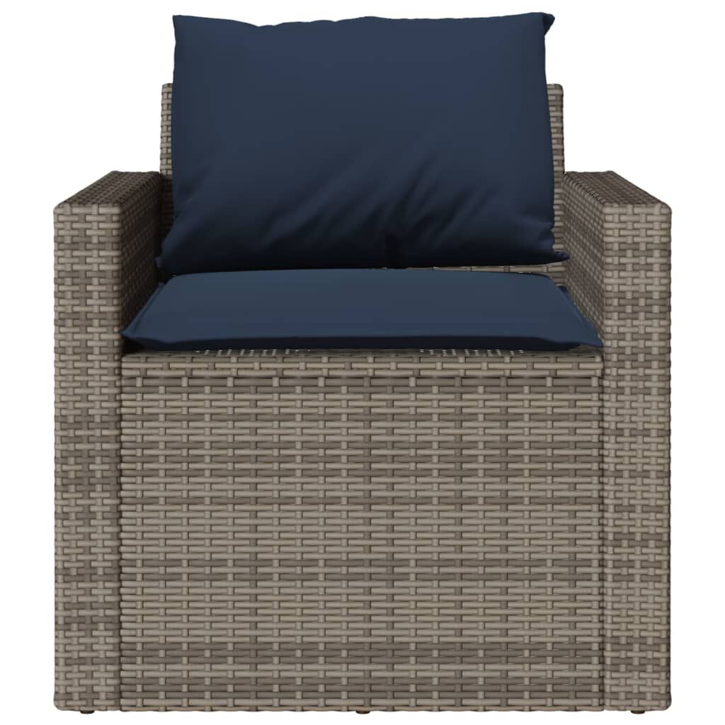 vidaXL 4 Piece Garden Sofa Set with Cushions Grey Poly Rattan