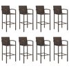 vidaXL 9 Piece Garden Bar Set Brown Poly Rattan