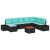 vidaXL Garden Sofa Set with Cushion 9 pcs Black Poly rattan