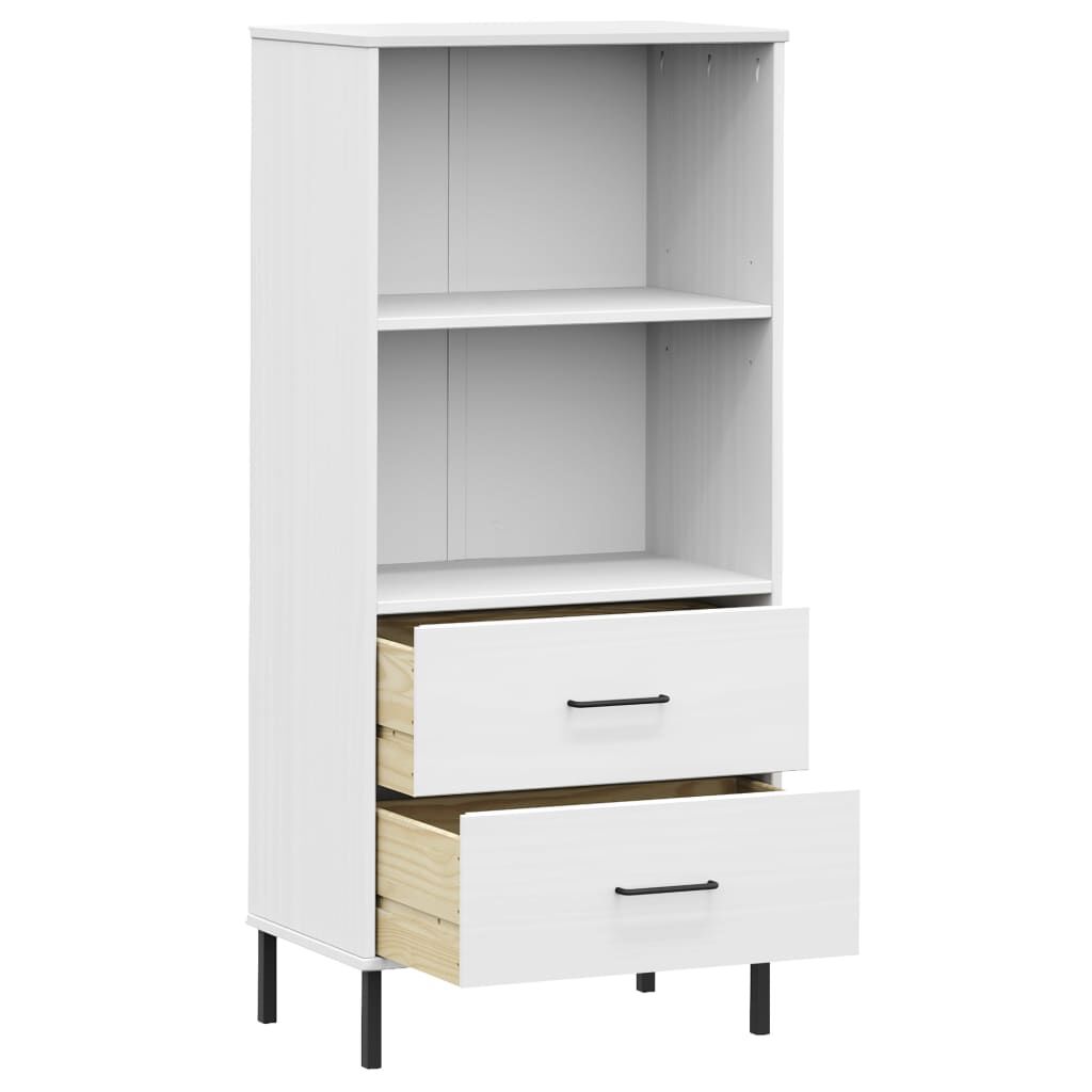 vidaXL Bookcase with 2 Drawers White 60x35x128.5 cm Solid Wood OSLO