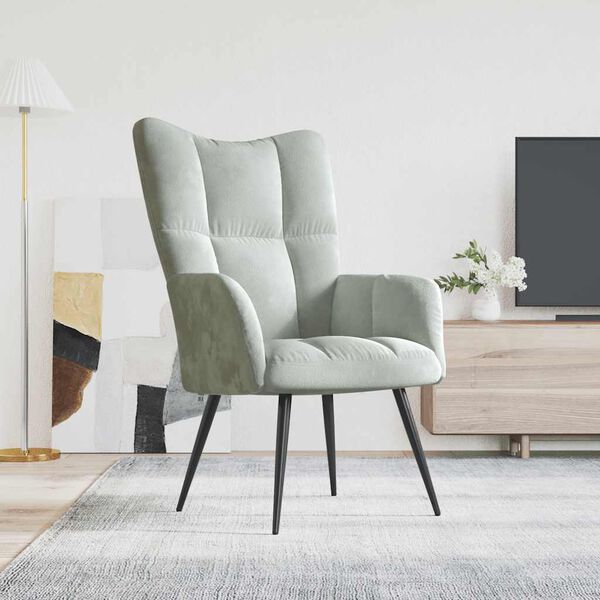 vidaXL Relaxing Chair Light Grey Velvet