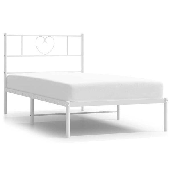 vidaXL Metal Bed Frame without Mattress with Headboard White 100x200cm