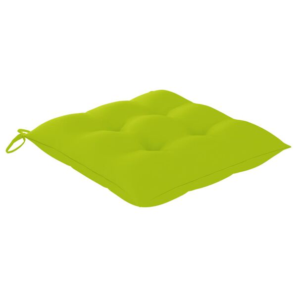 vidaXL Garden Chairs 2 pcs with Bright Green Cushions Solid Teak Wood
