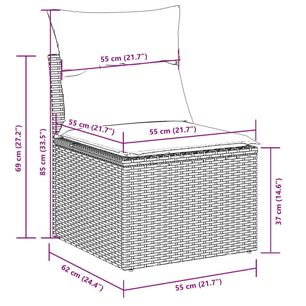 vidaXL 7 Piece Garden Sofa Set with Cushions Black Poly Rattan