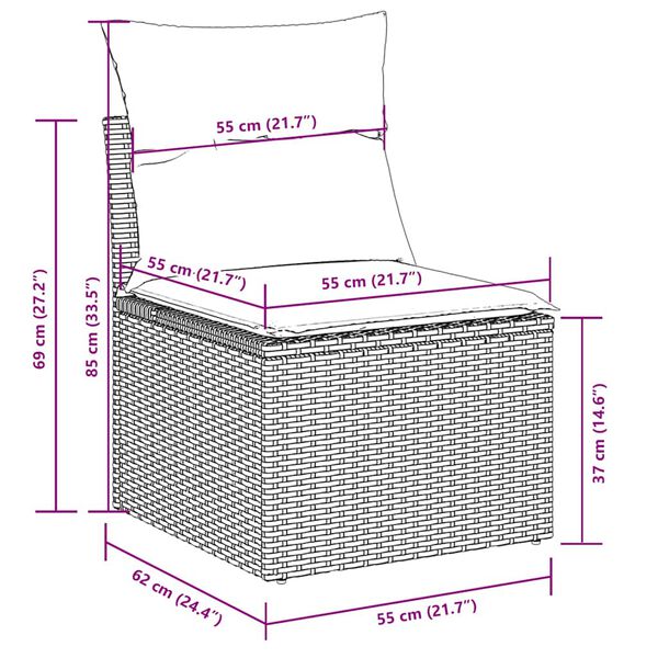 vidaXL 7 Piece Garden Sofa Set with Cushions Black Poly Rattan