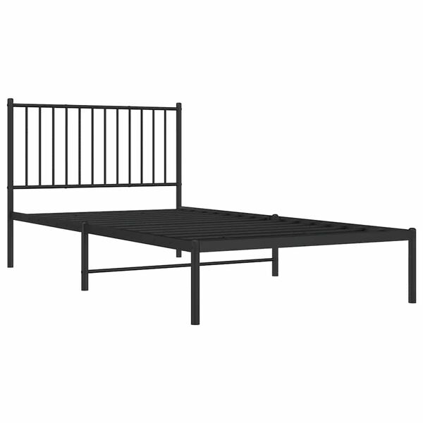 vidaXL Metal Bed Frame without Mattress with Headboard Black 100x200cm
