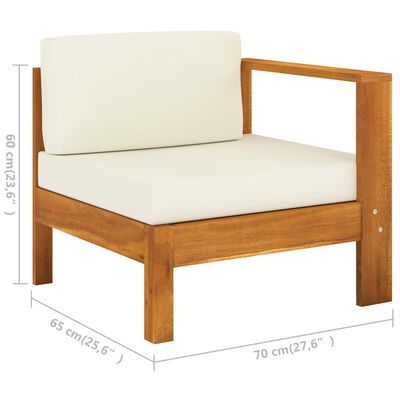 vidaXL Middle Sofa with 1 Armrest Cream White Solid Acacia Wood