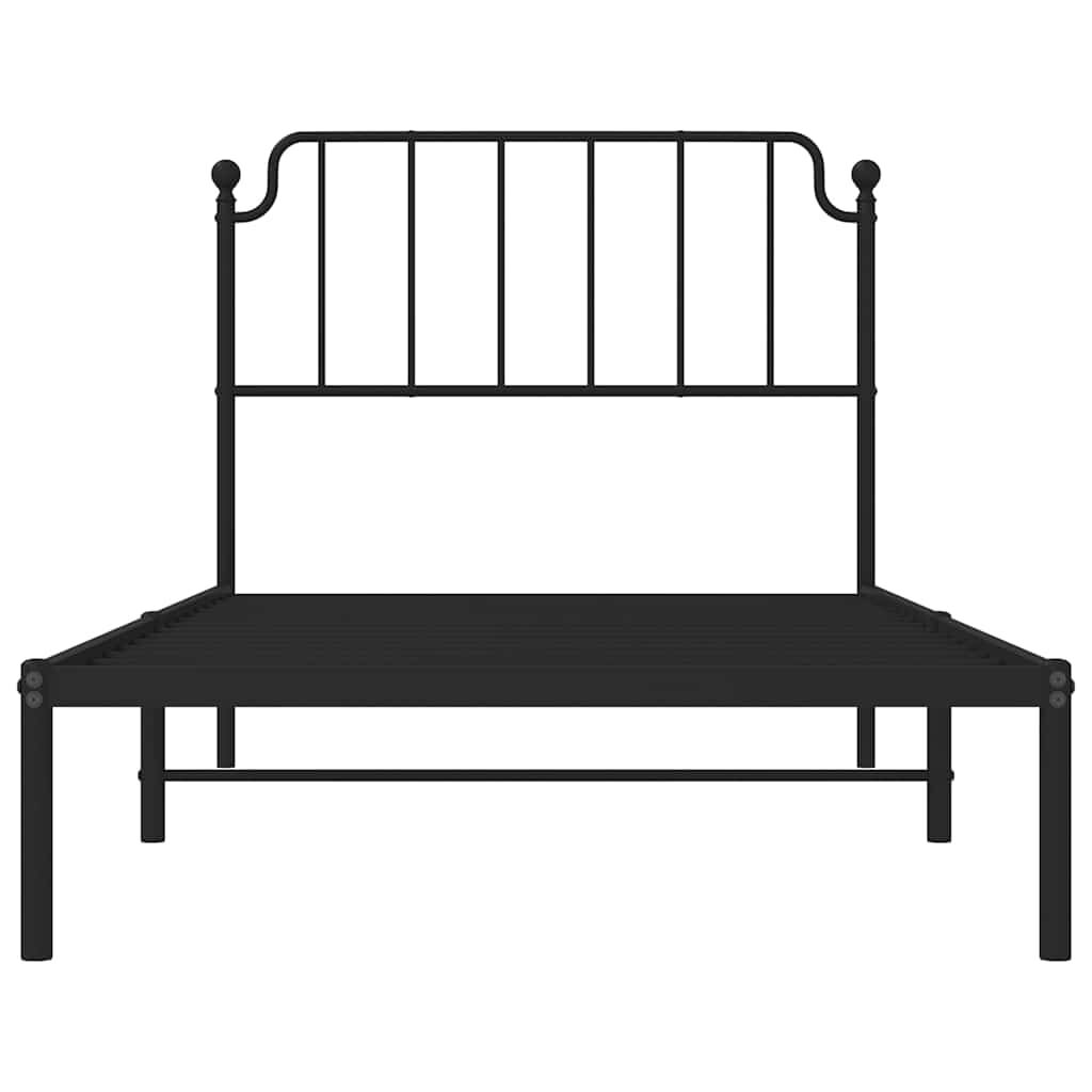 vidaXL Metal Bed Frame without Mattress with Headboard Black 100x190cm