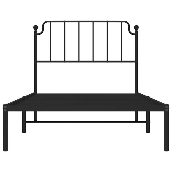 vidaXL Metal Bed Frame without Mattress with Headboard Black 100x190cm