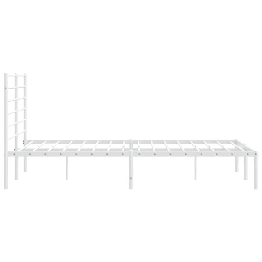 vidaXL Metal Bed Frame without Mattress with Headboard White 135x190cm