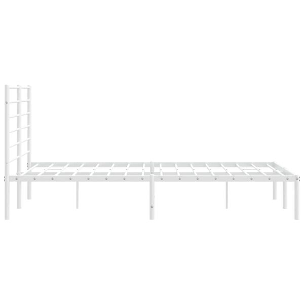 vidaXL Metal Bed Frame without Mattress with Headboard White 135x190cm