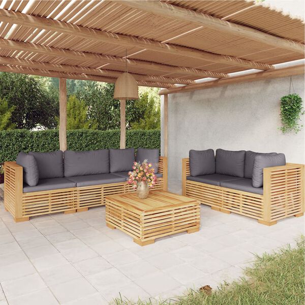 vidaXL 6 Piece Garden Lounge Set with Cushions Solid Wood Teak