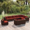 vidaXL 10 Piece Garden Lounge Set with Cushions Poly Rattan Brown