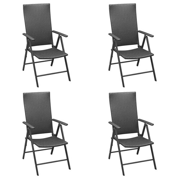vidaXL 5 Piece Garden Dining Set Black Poly Rattan