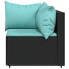 vidaXL Garden Corner Sofa with Cushions Black Poly Rattan