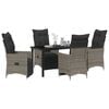 vidaXL Garden Dining Set with Cushion 5 pcs Grey Poly Rattan