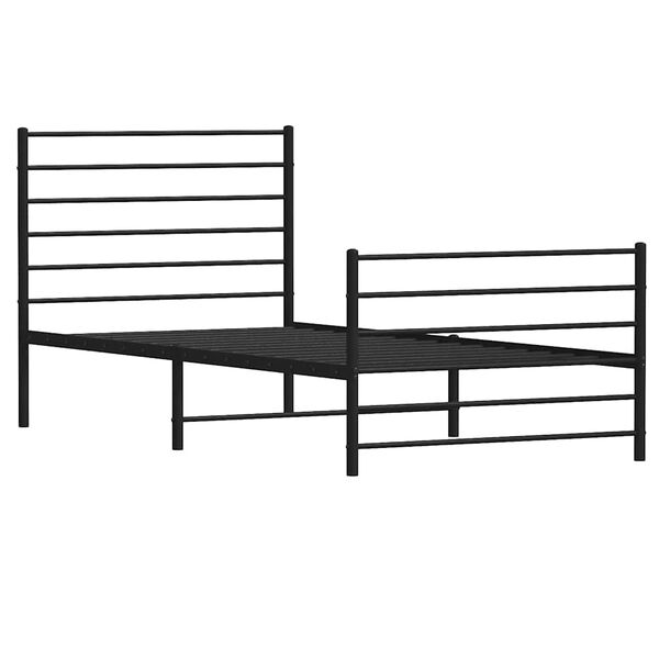 vidaXL Metal Bed Frame without Mattress with Footboard Black 100x190cm