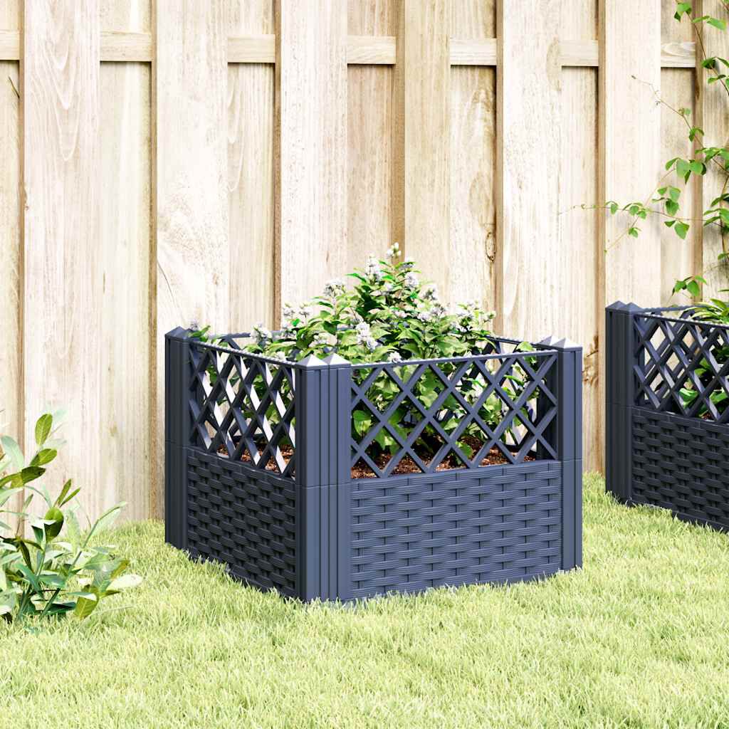 vidaXL Garden Planter with Pegs Blue Grey 43.5x43.5x43.5 cm PP