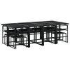 vidaXL 13 Piece Garden Dining Set with Cushions Black Textilene