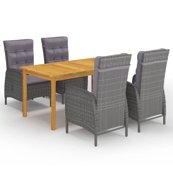 vidaXL 5 Piece Garden Dining Set Grey