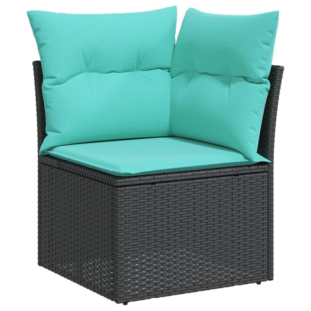 vidaXL 6 Piece Garden Sofa Set with Cushions Black Poly Rattan