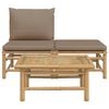 vidaXL 3 Piece Garden Lounge Set with Taupe Cushions Bamboo