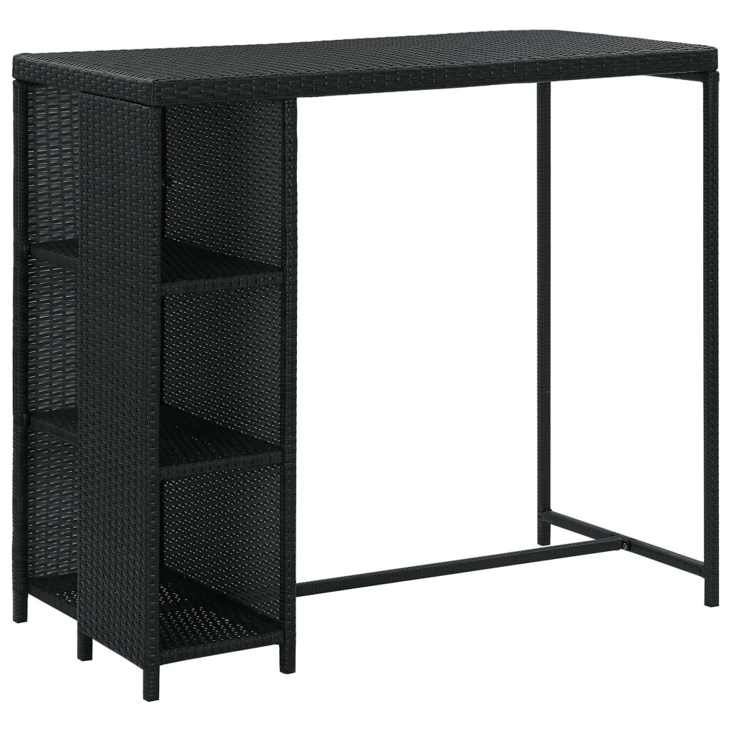 vidaXL 5 Piece Garden Bar Set with Cushions Poly Rattan Black