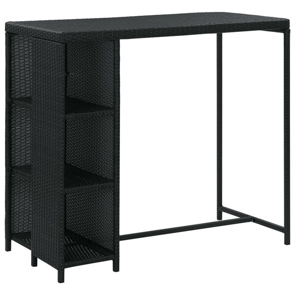 vidaXL 5 Piece Garden Bar Set with Cushions Poly Rattan Black
