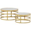 vidaXL 2 Piece Coffee Table Set Marble Brass and White