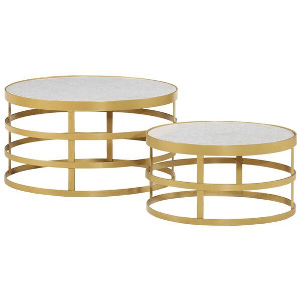vidaXL 2 Piece Coffee Table Set Marble Brass and White
