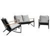 vidaXL 3 Piece Balcony Furniture Set with Cushions Black Steel