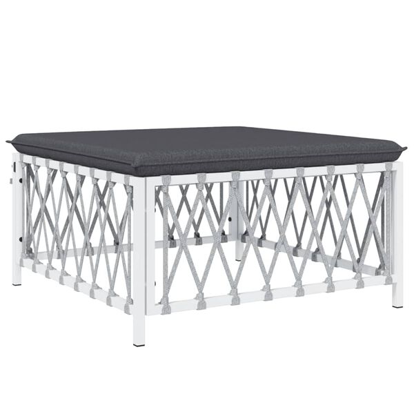 vidaXL 3 Piece Garden Lounge Set with Cushions White Steel