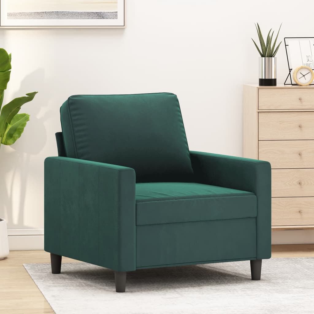 vidaXL Sofa Chair Dark Green 60 cm Velvet